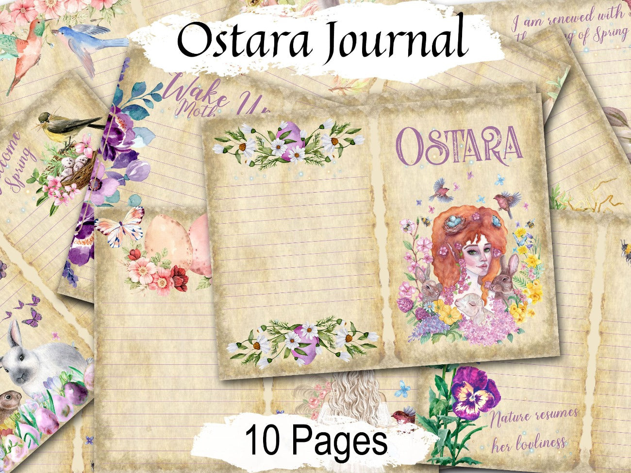 OSTARA Junk Journal Kit, Wicca Witchcraft Ostara Sabbat, Equinox Journal Supplies, Ostara Ephemera Printable, DIY Book of Shadows Grimoire - Morgana Magick Spell
