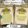 LITHA CALL the QUARTERS, 8 Printable Cards, Elemental Four Quarters, Make Sacred Space, Wicca Pentagram Directions, Cast a Magic Circle - Morgana Magick Spell