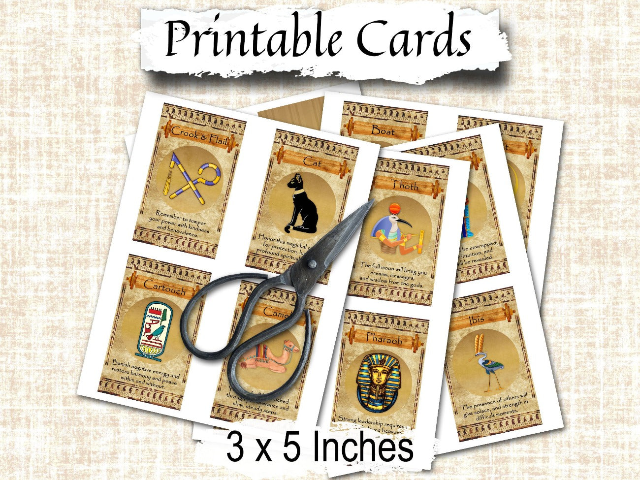 EGYPTIAN ORACLE CARDS Print at Home, Tarot Inspirational Deck, Isis, Bast, Hathor, Thoth, Witchcraft Messages from the Divine Spirit, Egypt - Morgana Magick Spell