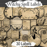 30 Witchy SPELL LABELS, Personalize your Wicca spells and potions, Spell Ingredient Witchcraft Tags, Witch Apothecary Labels, Occult Labels - Morgana Magick Spell