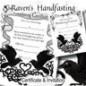 HANDFASTING CERTIFICATE & INVITATION, Printable Raven Love, Wicca Pagan Wedding Ceremony Certificate, Marriage Parchment, Cords and Vows - Morgana Magick Spell