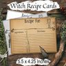 WITCH RECIPE CARDS, Kitchen Witch Spell Cards, Recipe Card Templates, Write Down your Spells, Wicca Witchcraft Magic diary Journal cards - Morgana Magick Spell