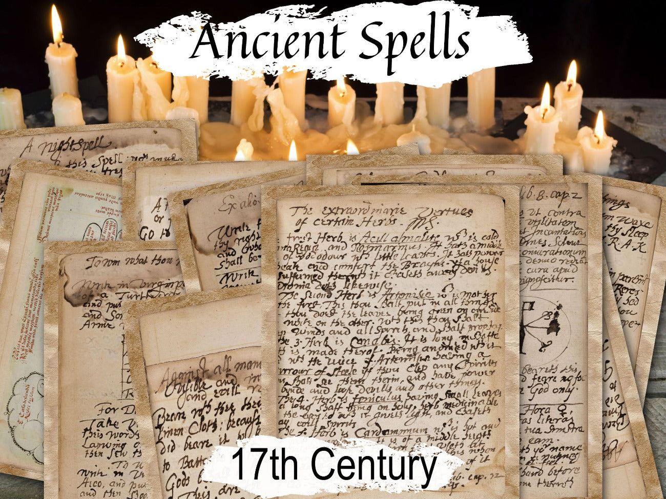 ANCIENT SPELLS Bundle, 17th Century Witchcraft, 25 Pages of Old Witch Handwritten Spells with Translations, Genuine Witchcraft Spells - Morgana Magick Spell