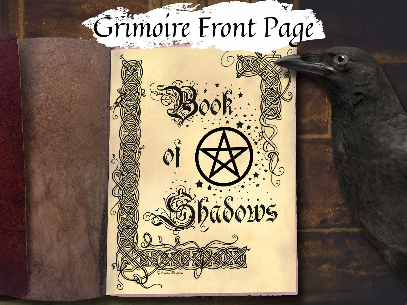 GRIMOIRE FRONT PAGE for Book of Shadows, Witchcraft Grimoire Front Page, Title Page, Witch Binder Cover, Wicca Spellbook Cover Printable - Morgana Magick Spell