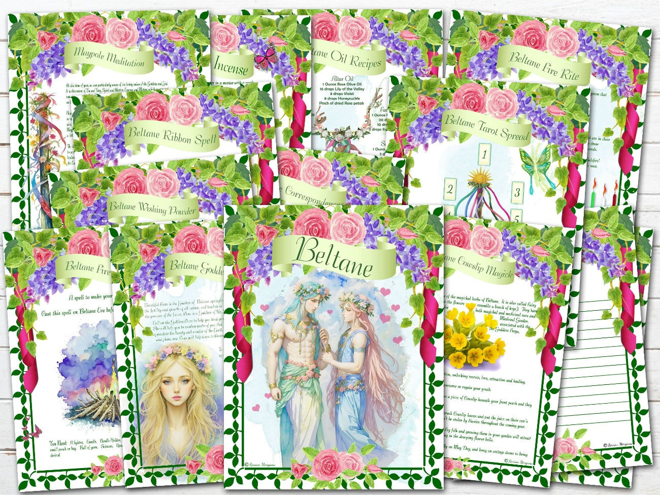 Beltane Bundle Pages, Wicca Witch Seaonal Celebrations, Baby Witch, Wheel of the Year, Sabbat Grimoire, Sabbat Traditions - Morgana Magick Spell