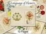 LANGUAGE of FLOWERS, Junk Journal Kit, 10 Printable Pages, Vintage Floral Art, Romantic Floral Messages, Antique Grimoire, Secret Admirer - Morgana Magick Spell