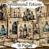 SPELLBOUND POTIONS, Junk Journal Pages, Apothecary Bottles, Fantasy Occult Magic Spellbook Kit, Witchy MagicGrimoire, Spellbook Printable - Morgana Magick Spell