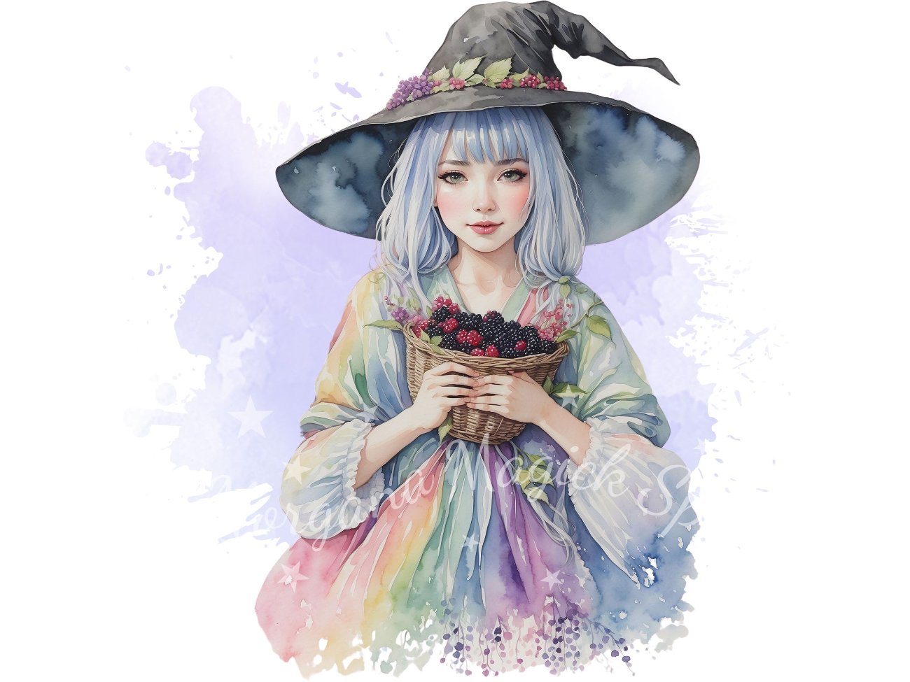 LIL BELTANE WITCHY, Commercial License Clipart, Fantasy Graphics, Pagan Sabbat, 7 png transparent files, Watercolor Witch Bundle, Witchy Art - Morgana Magick Spell