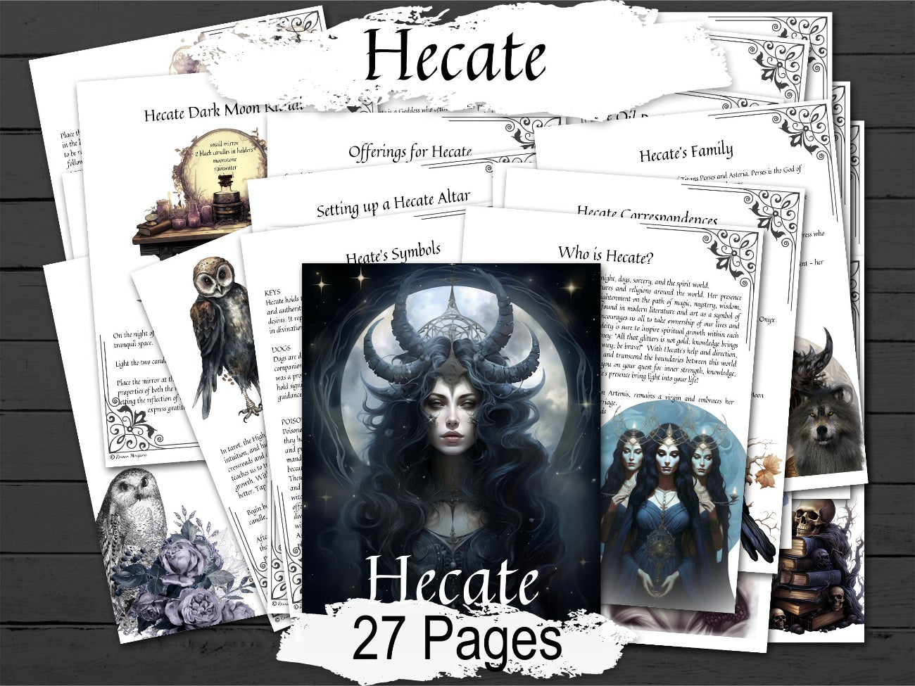 GODDESS HECATE, 27 pages Printable Bundle for your Grimoire or Book of Shadows, spells, prayers, recipes, Dark Moon magic witchcraft rituals - Morgana Magick Spell