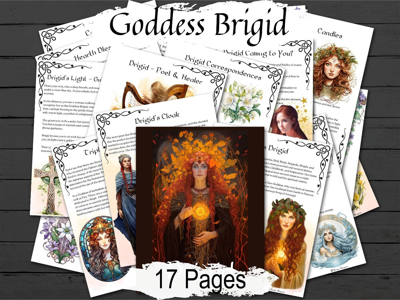 GODDESS BRIGID, 17 pages, Printable Celtic Goddess of Fire, Poetry, Healing, Spellbook Guide, Imbolc Magic, Divine energy & Sacred Knowledge - Morgana Magick Spell