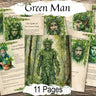 THE GREEN MAN, 11 pages, Printable Celtic Forest Spirit God, Parchment Background - Morgana Magick Spell