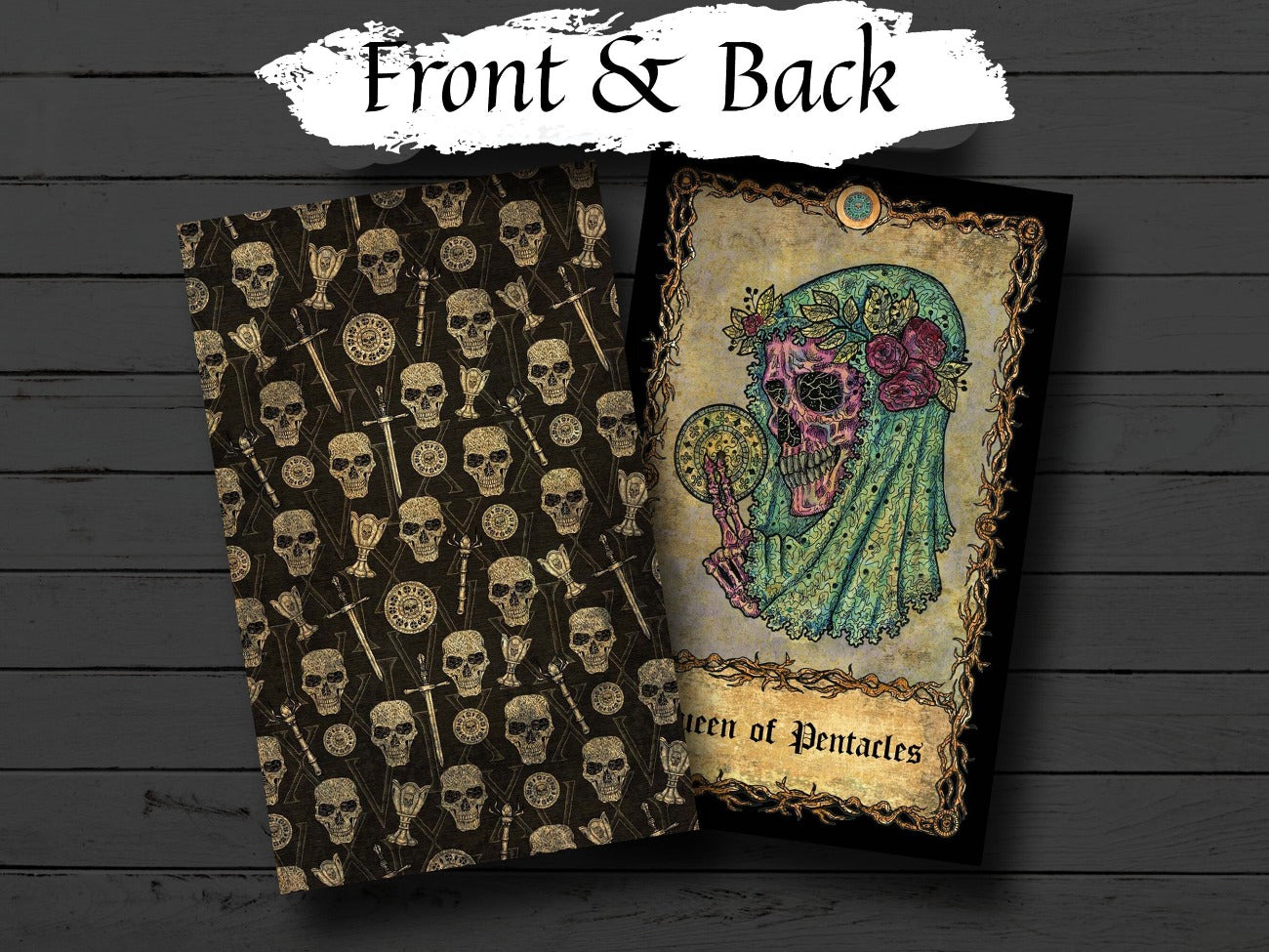 CELTIC SKULL TAROT Full Deck to Print at Home, Halloween Gothic Oracle, 78 Printable Cards with Guidebook