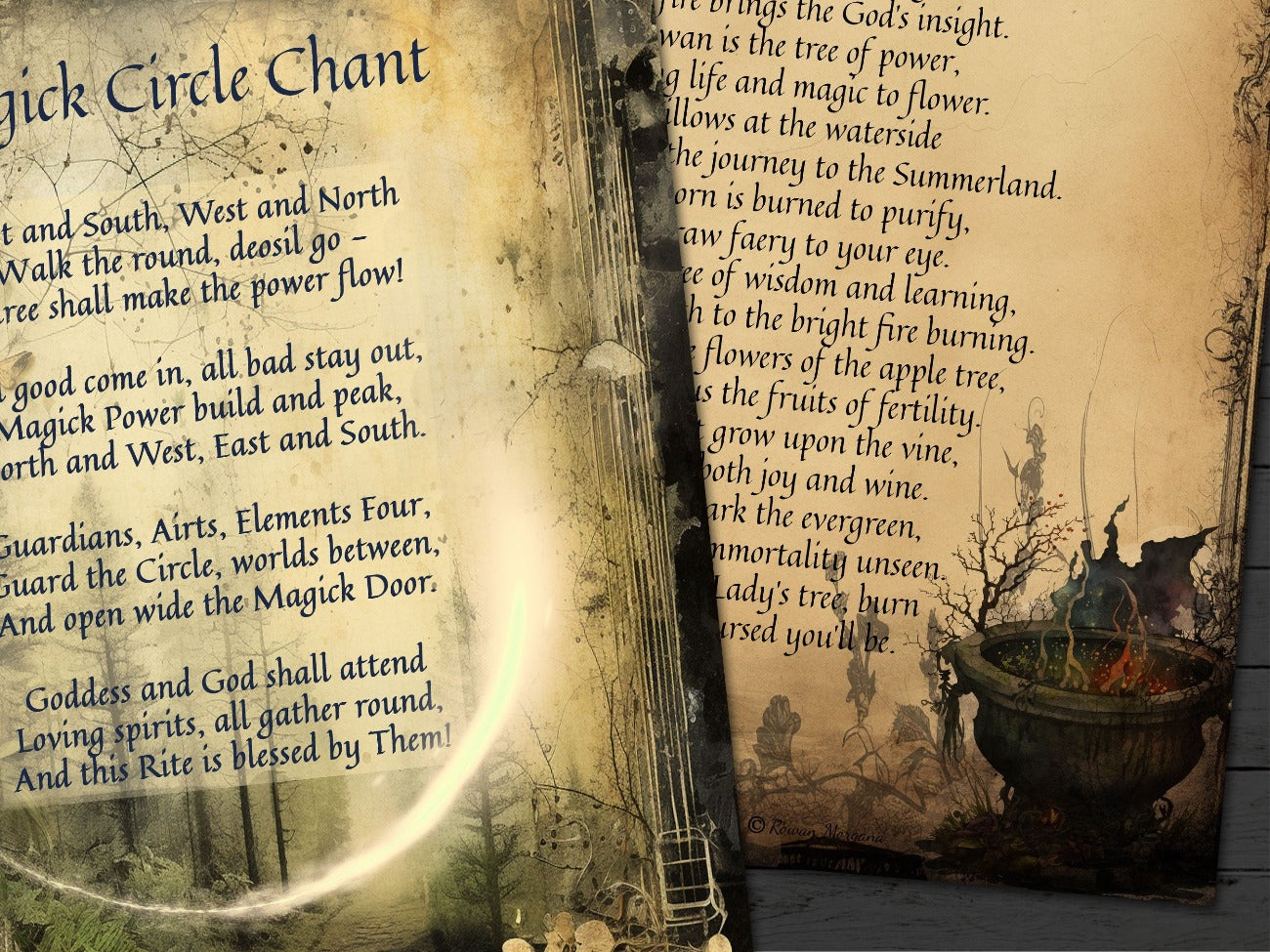 DARK FOREST CHANTS, Closeup view of Magick Circle and Cauldron Chants - Morgana Magick Spell