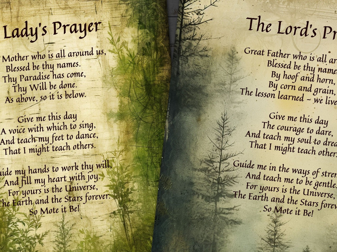 DARK FOREST CHANTS, Closeup view of the Lord and Lady&#39;s Prayer Chants - Morgana Magick Spell