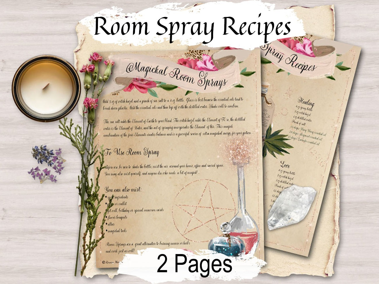 MAGIC ROOM SPRAYS, Prosperity, Love, Purification, Happiness, Healing, Banishing, How to Make and Use Wicca Witchcraft room fresheners - Morgana Magick Spell