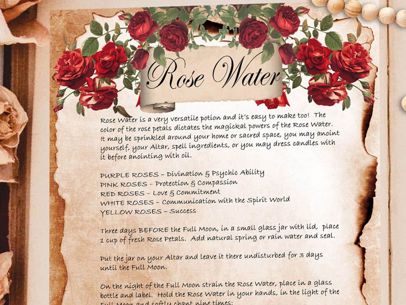 ROSE WATER POTION, Charmed Style Potion Spell, Homemade Rose Water, Beauty Spell, Briar Rose Potion, Witch Witchcraft Magic Love Recipe - Morgana Magick Spell