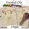 ESSENTIAL OIL CORRESPONDENCES, 4 Printable Pages, Wicca Witchcraft Aromatherapy Quick and Easy Reference - Morgana Magick Spell