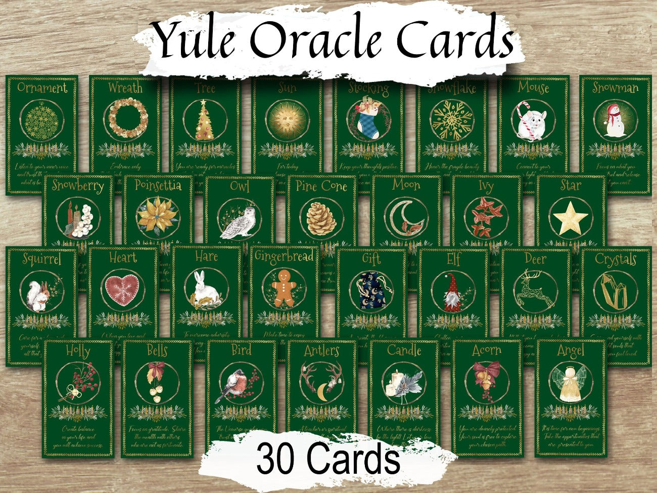 YULE ORACLE CARDS, Witchcraft Tarot Cards Print at Home, Yule Sabbat Tarot Reading, Winter Solstice Oracle Cards, Christmas Yule Home Gifts - Morgana Magick Spell