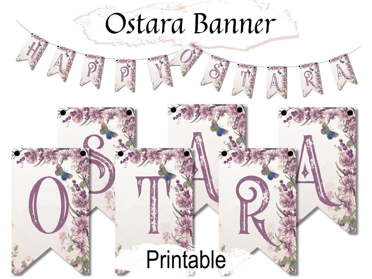 OSTARA BANNER, Printable Bunting, Ostara Sabbat Flags Altar Decoration, Ostara Altar DIY, Spring Equinox Banner, Wicca Witchcraft Bunting - Morgana Magick Spell