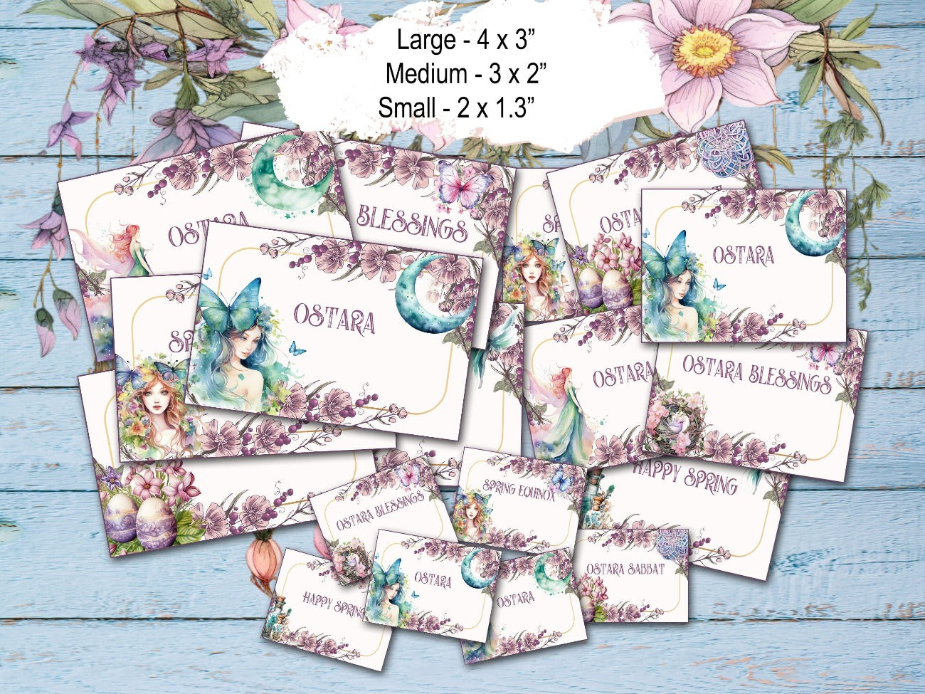 OSTARA LABELS, 6 Printable Sabbat Tags, Three Sizes, Large Medium and Small - Morgana Magick Spell