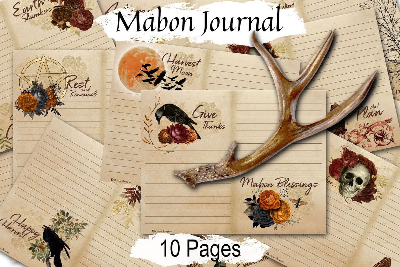 MABON JUNK JOURNAL Kit With Inspirational Quotes and space to write your thoughts and dreams, 10 Printable double pages - Morgana Magick Spell