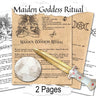 MAIDEN GODDESS RITUAL 2 Pages, Wicca New Moon Goddess Spell, Honor the Maiden, Witchcraft Ritual, Maiden Goddess Prayer Esbat Meditation - Morgana Magick Spell