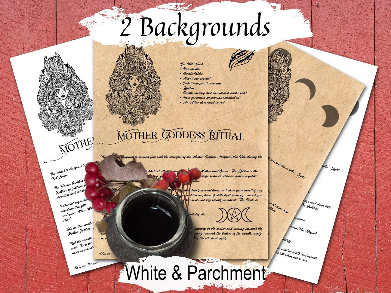 MOTHER GODDESS RITUAL 2 Pages, Wicca Full Moon Goddess Spell, Honor Goddess Prayer Invocation , Wicca Moonlight Witchcraft Ritual Spell - Morgana Magick Spell