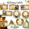 OCCULT ALCHEMY LABELS, Hermetic stickers, 9 printable art labels for your poison potion bottles, occult grimoire journal or Book of Shadows - Morgana Magick Spell