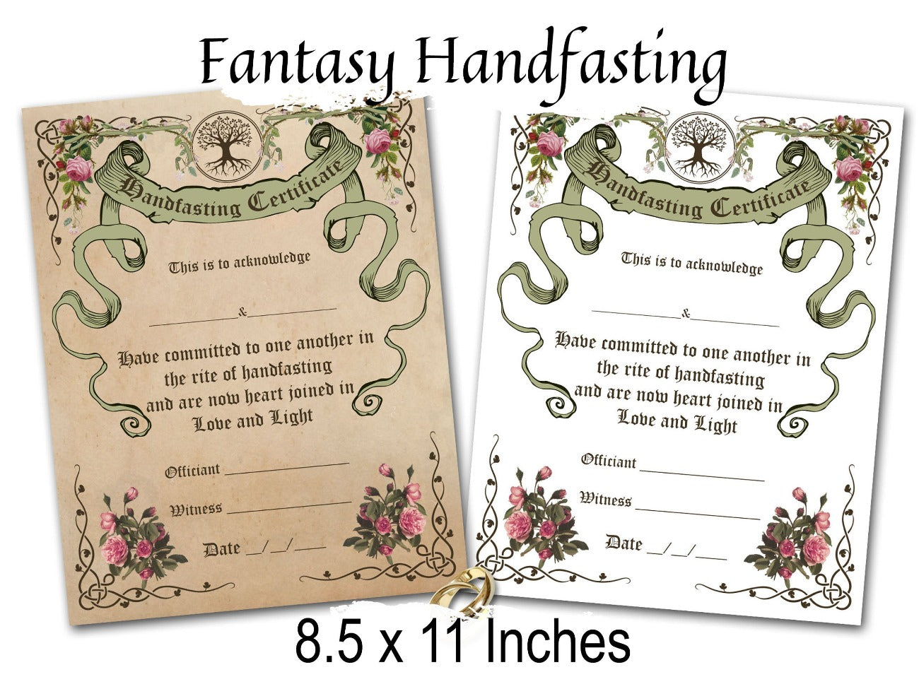 HANDFASTING CERTIFICATE, Printable Witchcraft Wiccan, Celtic, Pagan Wedding Ritual, Handfasting Vows, Rite of Handfasting, Wicca Marriage - Morgana Magick Spell