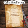 CELTIC HANDFASTING CERTIFICATE, Printable Instant Download,  8.5  x 11 inches  - Morgana Magick Spell