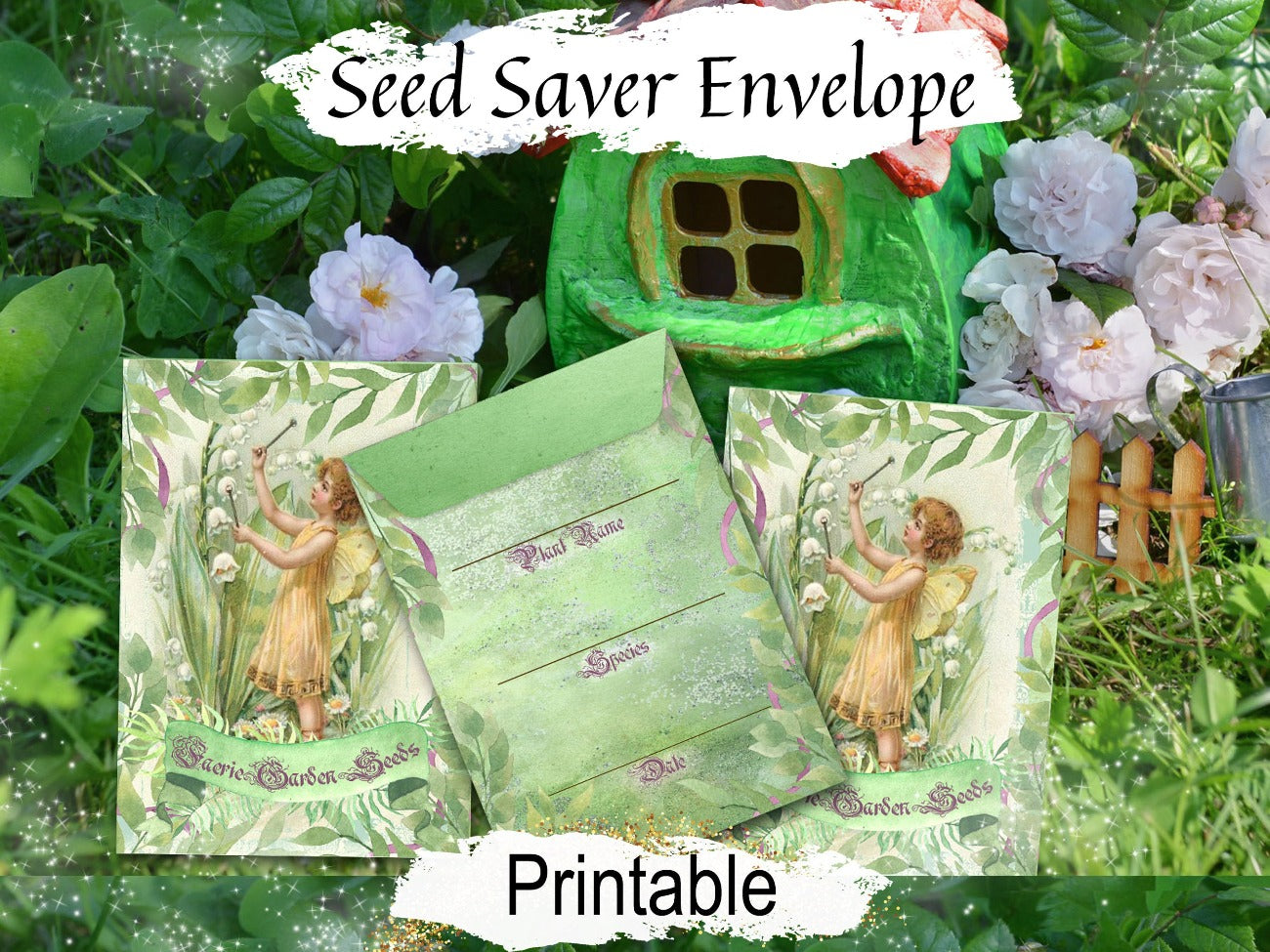 SEED SAVER ENVELOPES, Fairy Garden Envelopes, Wicca Witch Seed Saving Printable Packets, Seed Envelope Witchcraft Gifts, Faery Garden Seeds - Morgana Magick Spell