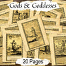 Ancient GODS & GODDESSES BUNDLE 20 pages, Occult Pictures of Gods and Goddesses from an Ancient Spell Book, Wicca Witchcraft Printable - Morgana Magick Spell