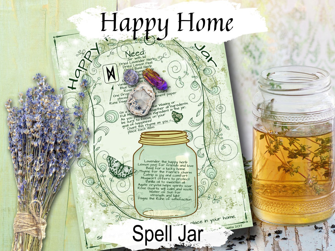 HAPPY HOME JAR, Witch Herb Protection, Witchcraft Spell Bottle Magic, Wicca Happiness Herb Charm, Housewarming Gift, Kitchen Witch Recipe - Morgana Magick Spell