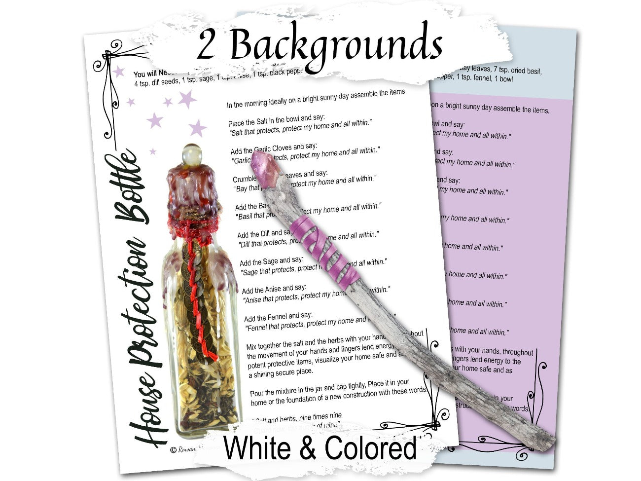 HOUSE PROTECTION BOTTLE shown with the optional white background included Printable Page - Morgana Magick Spell