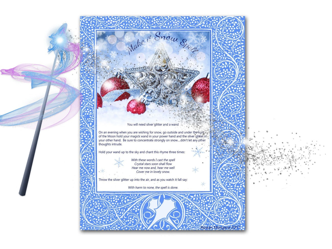 MAKE it SNOW SPELL, Yule Christmas Printables, Weather Witching Snow Magick, Wicca Snow Spell, Yule Snow Ritual, Wicca Witch Weather Spell - Morgana Magick Spell