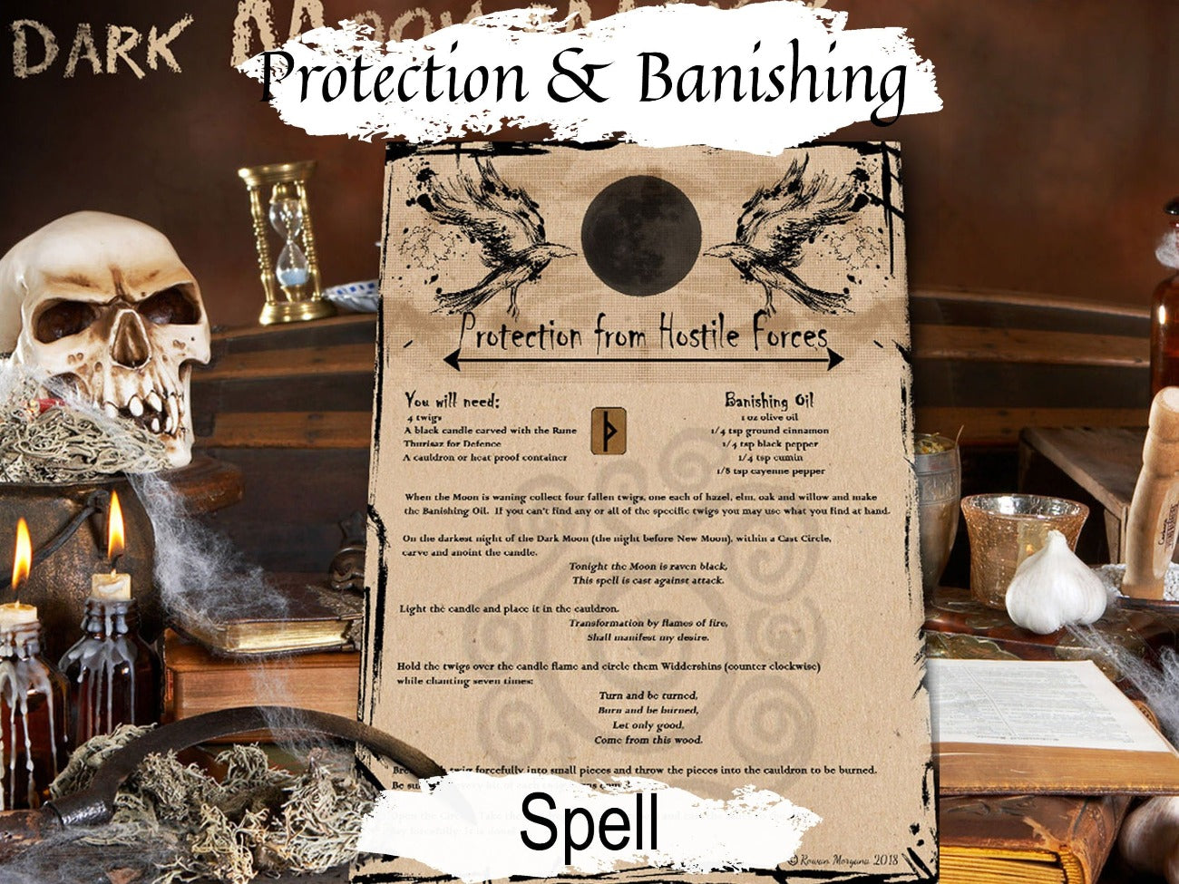 PROTECTION SPELL, Against Hostile Forces, Banish Negativity, Dark Moon Magic, Anti Hex Witchcraft Wicca Protection, Clearing Evil Printable - Morgana Magick Spell