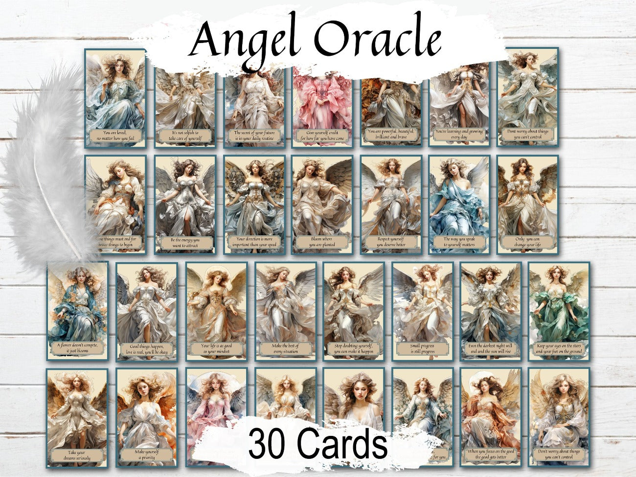 Angel Oracle Cards - A Divine Connection for Guidance, Recieve Angel Messages for Self-Discovery and Spiritual Growth, 30 Printable Cards- Morgana Magick Spell