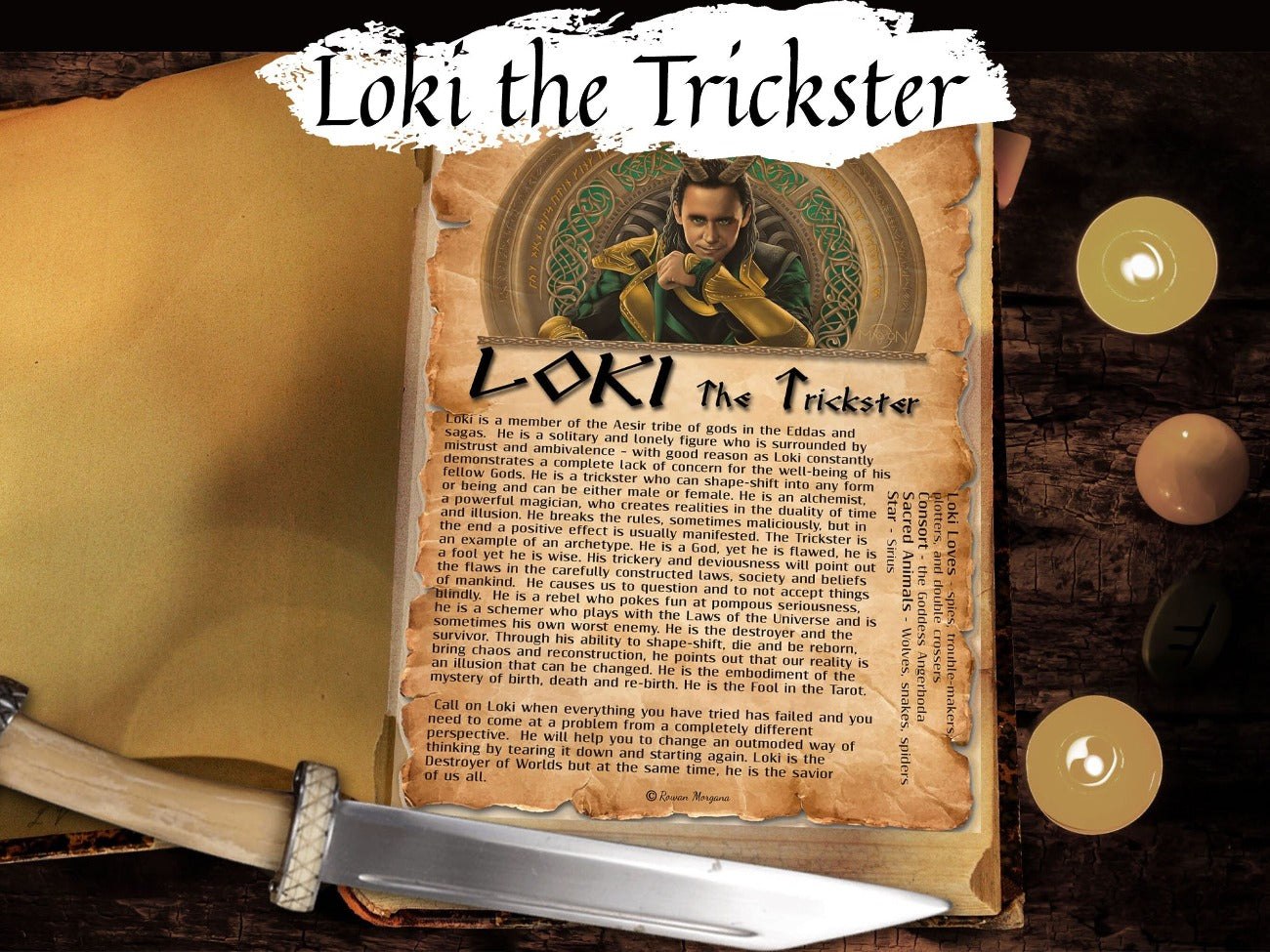 LOKI the TRICKSTER, The Norse Viking God of Mischief, A Controversial & Nihilistic Figure, Shapeshifter Magic, Altar Guide, Printable Page - Morgana Magick Spell