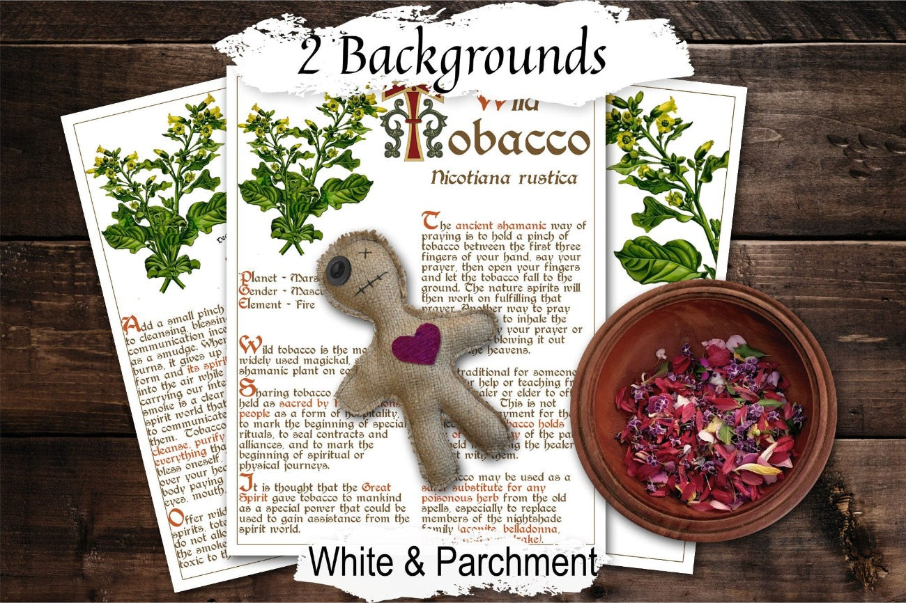 TOBACCO BANEFUL HERB 3 pages, Grimoire Printable, Witchcraft Poisonous Plants & Herbs, Wicca Pagan Green Witch, Herbal Apothecary Magic - Morgana Magick Spell