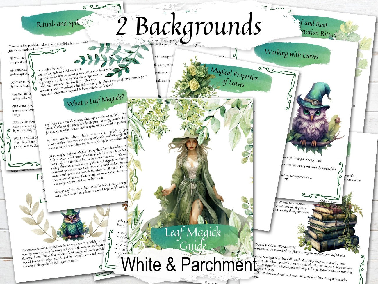 LEAF MAGICK GUIDE, Green Witch Nature Spells, Herbal Spellcasting, Leaf Divination, Earth Energy, Garden Ritual, Banish Negativity, 11 Pages - Morgana Magick Spell