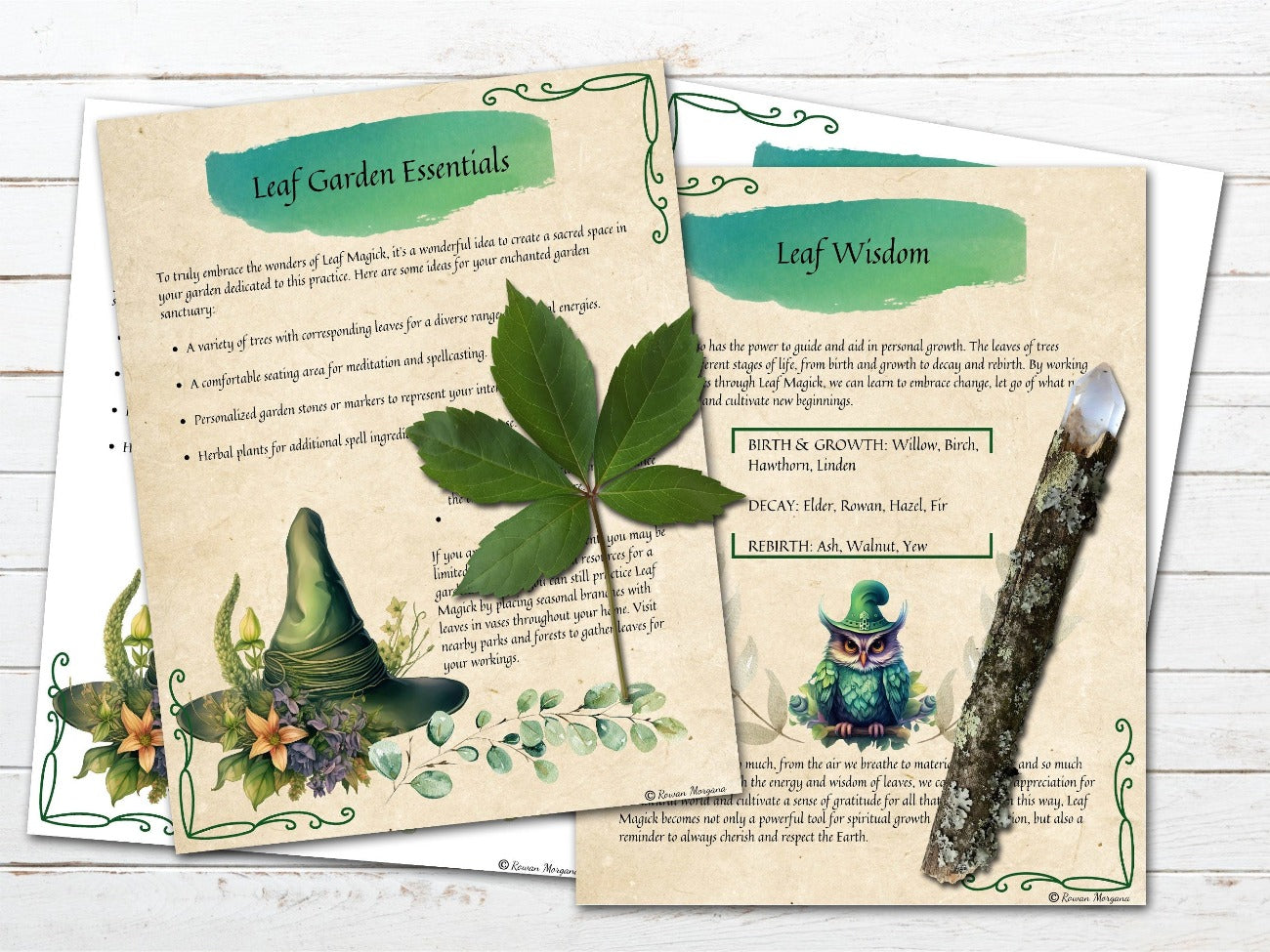 LEAF MAGICK GUIDE, Green Witch Nature Spells, Herbal Spellcasting, Leaf Divination, Earth Energy, Garden Ritual, Banish Negativity, 11 Pages - Morgana Magick Spell