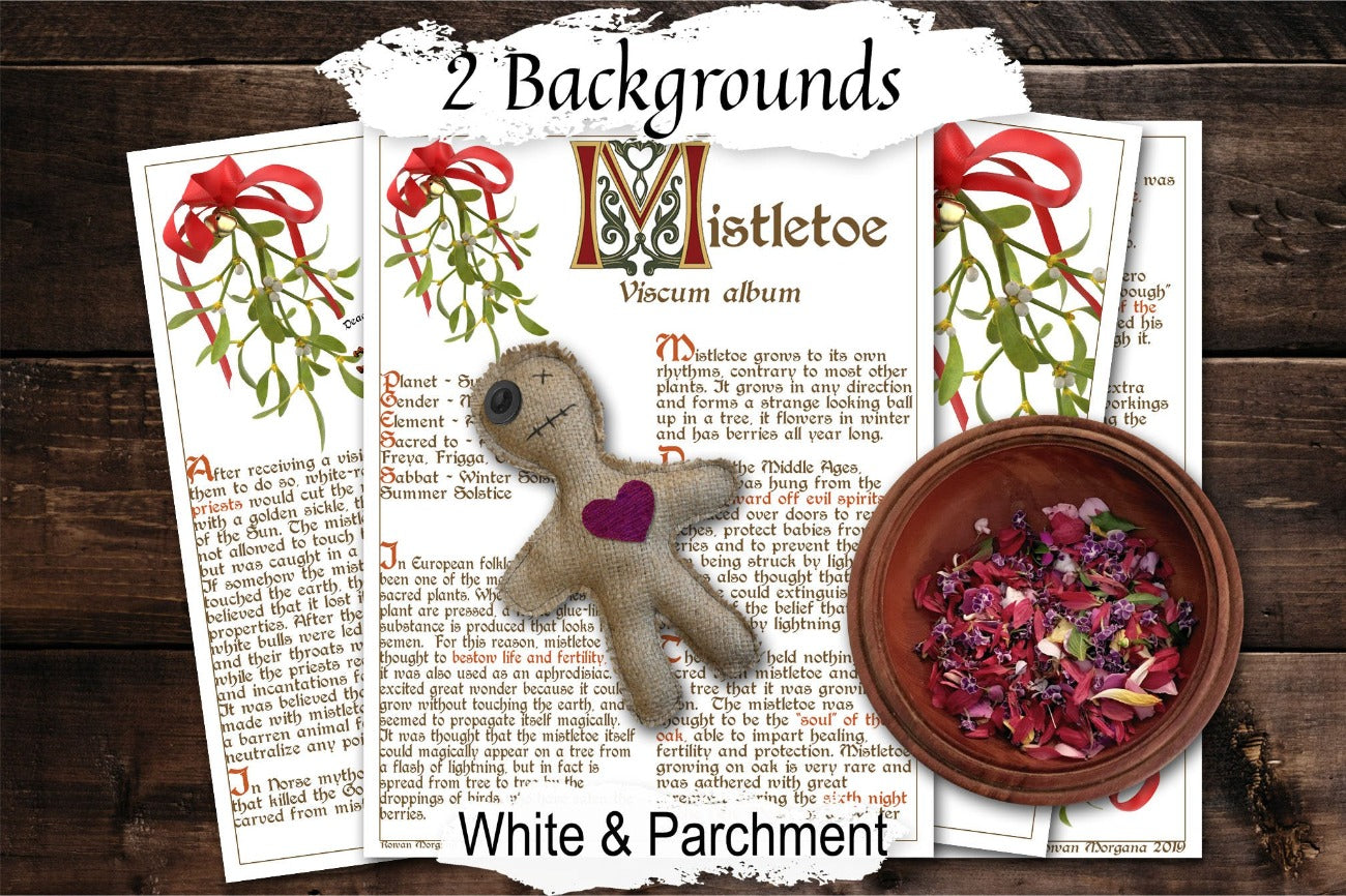 MISTLETOE BANEFUL HERB 4 pages, Grimoire Printable, Witchcraft Poisonous Plants & Herbs, Wicca Pagan Green Witch, Herbal Apothecary Magic - Morgana Magick Spell