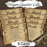 DRAGON QUARTER CALLS, Cast a Dragon Magic Circle, Call Dragons, Make Sacred Space, East, South, West & North Invoking and Banishing, 8 Cards - Morgana Magick Spell