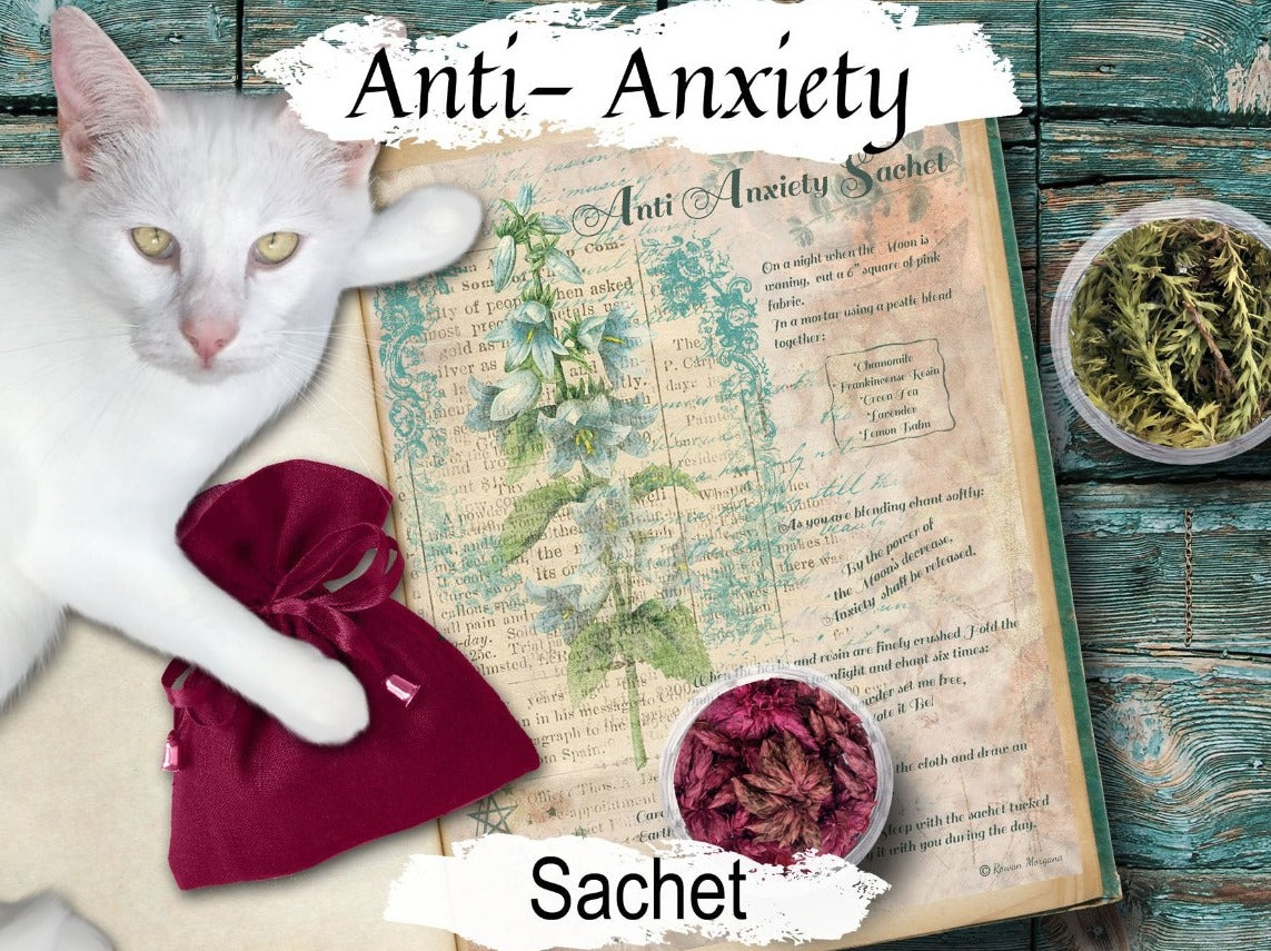ANTI ANXIETY SACHET, Printable Witchcraft Recipe and Spell, How to Make and Use a Herbal Pouch Talisman - Morgana Magick Spell