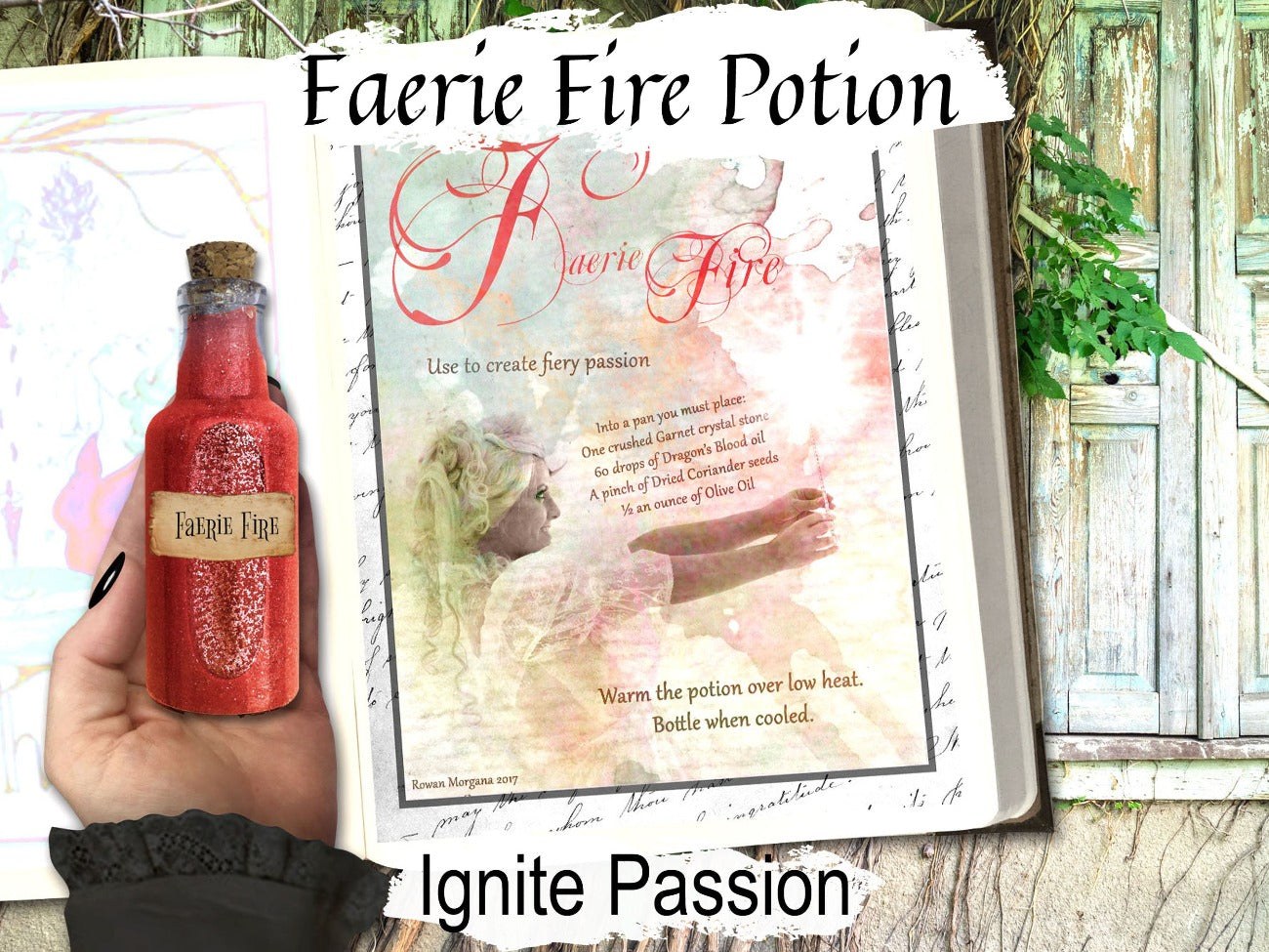 FAERIE FIRE POTION Recipe, Faery Magic Brew, Drinkable Spell, Realm of the Fey Potion, Fairy Drink Recipe, Green Witch Apothecary Printable - Morgana Magick Spell