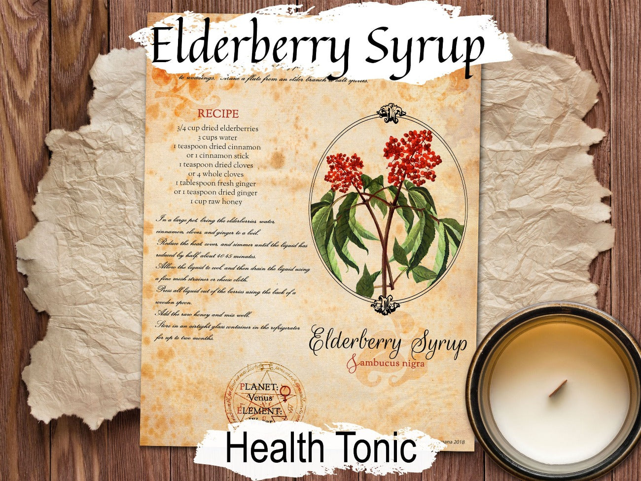 ELDERBERRY SYRUP RECIPE, Kitchen Witch Herbal Home Remedy, Natural Health, Elderberry Magick, Elderberry Tonic, Immune Boosting Potion - Morgana Magick Spell