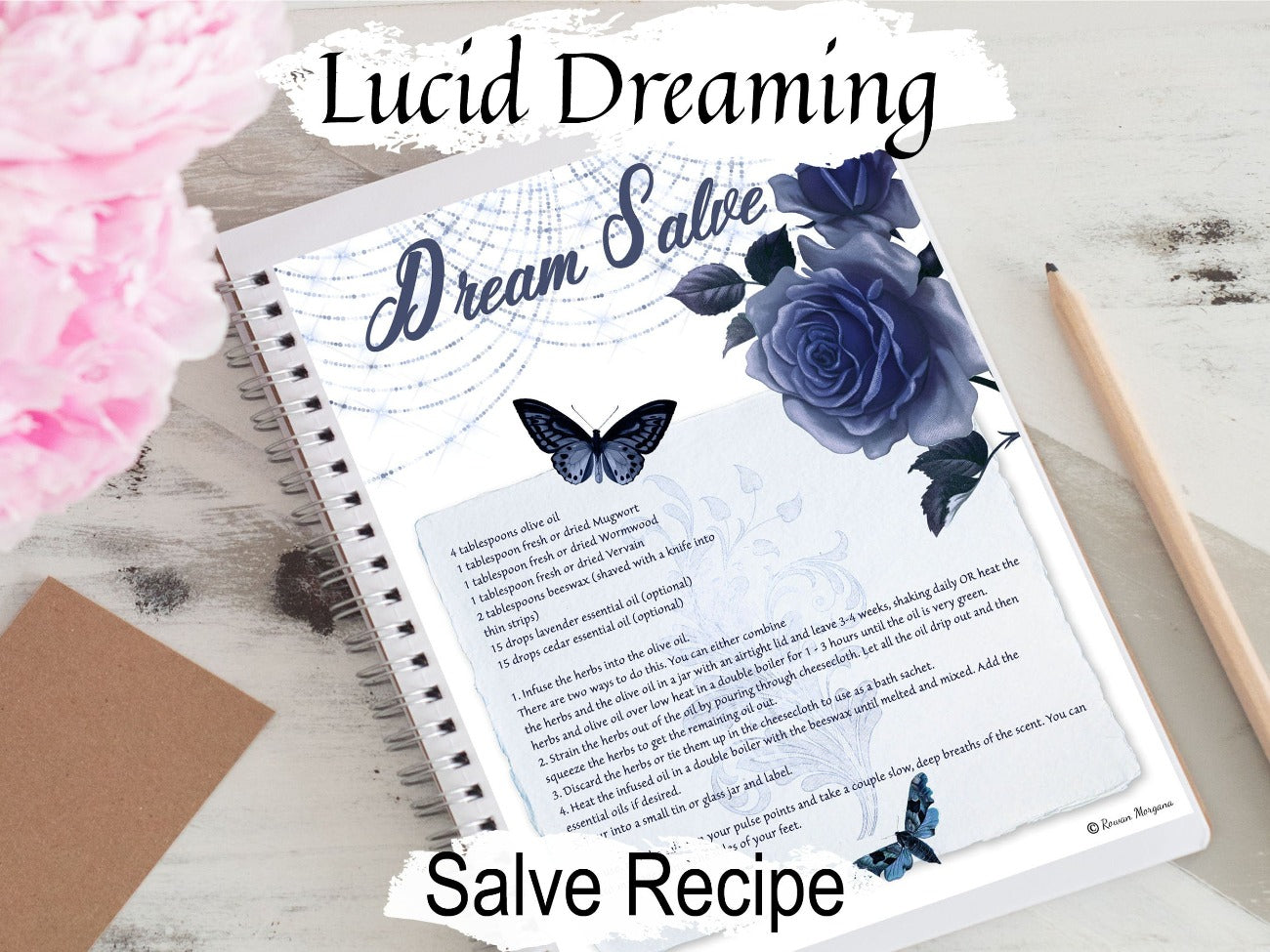 LUCID DREAMING SALVE Recipe, Astral Projection, Sleep Potion with Mugwort Wormwood & Vervain, Spirit Dreamer, Printable Wicca Dream Journal - Morgana Magick Spell