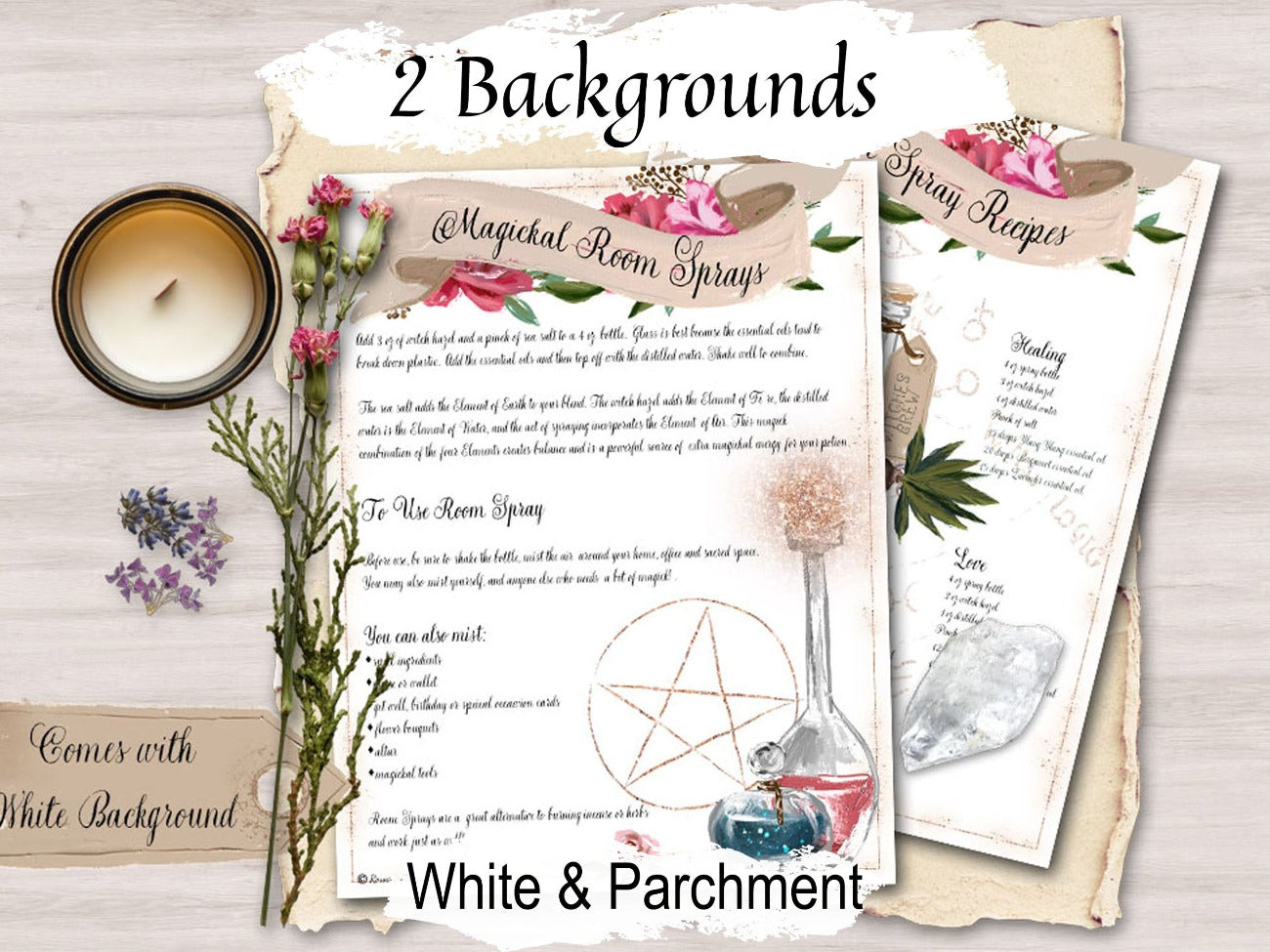 MAGIC ROOM SPRAYS, Prosperity, Love, Purification, Happiness, Healing, Banishing, How to Make and Use Wicca Witchcraft room fresheners - Morgana Magick Spell