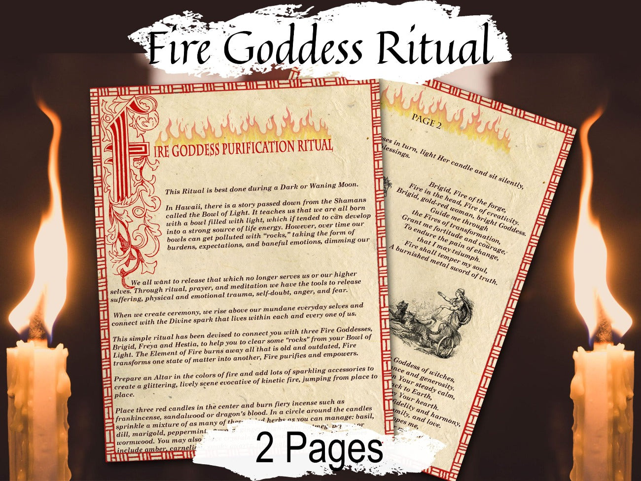 FIRE GODDESS RITUAL Printable 2 Pages