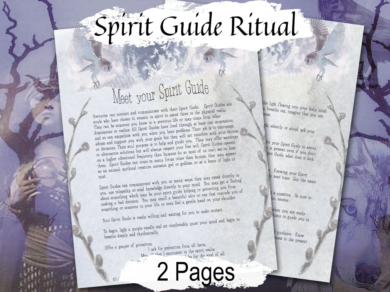 MEET SPIRIT GUIDE Ritual 2 Pages, Samhain Halloween Haunted Ghost Hunting, Contact a Spirit, Ancestor Offering Ritual for Witchcraft Wicca - Morgana Magick Spell